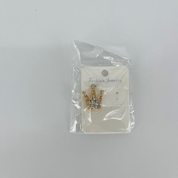 Gold Plated Crown with Faux Jewels Tuxedo / Suit Accessory / Pin / Cufflink New - Picture 1 of 6
